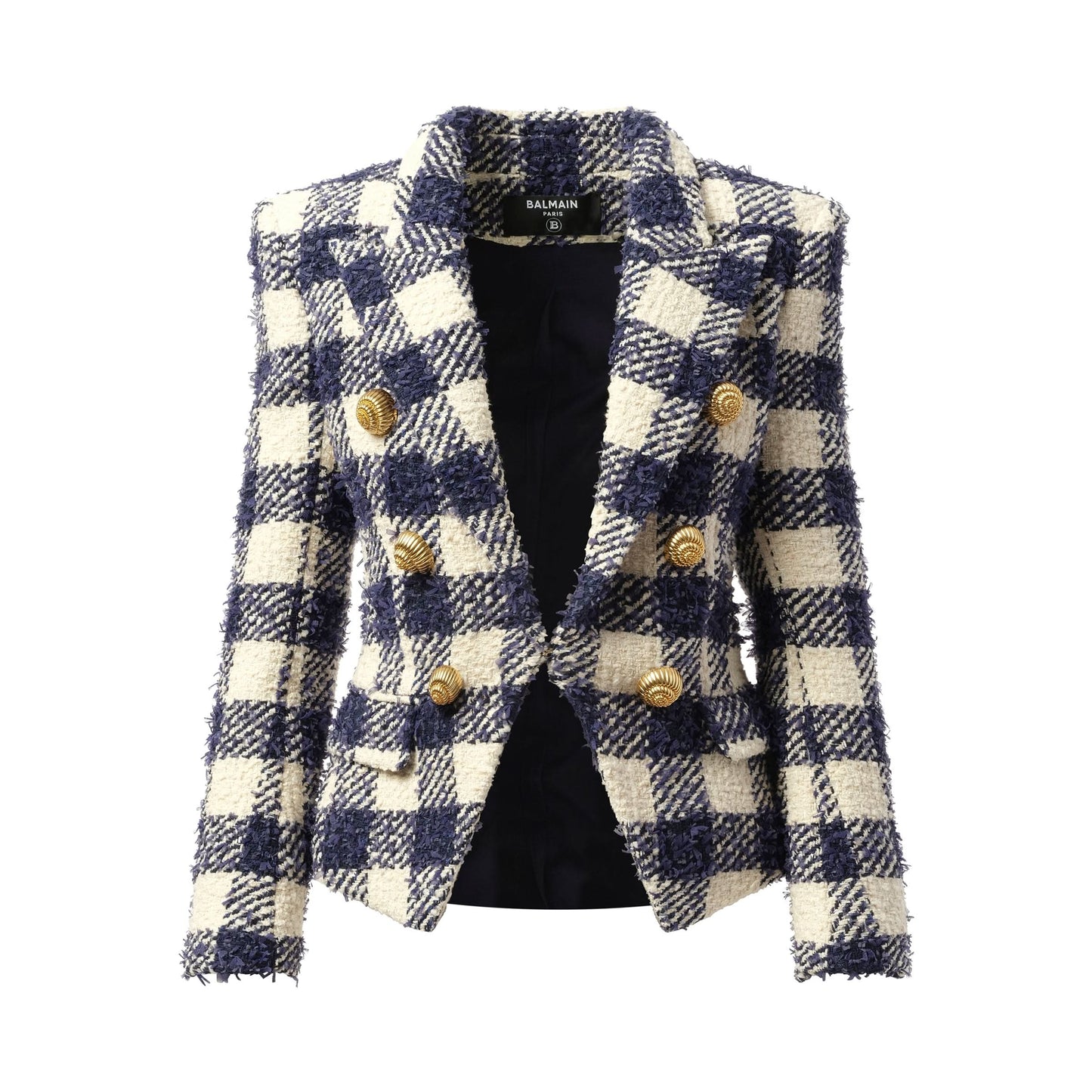 6 Button Tweed Jacket in Marine/White