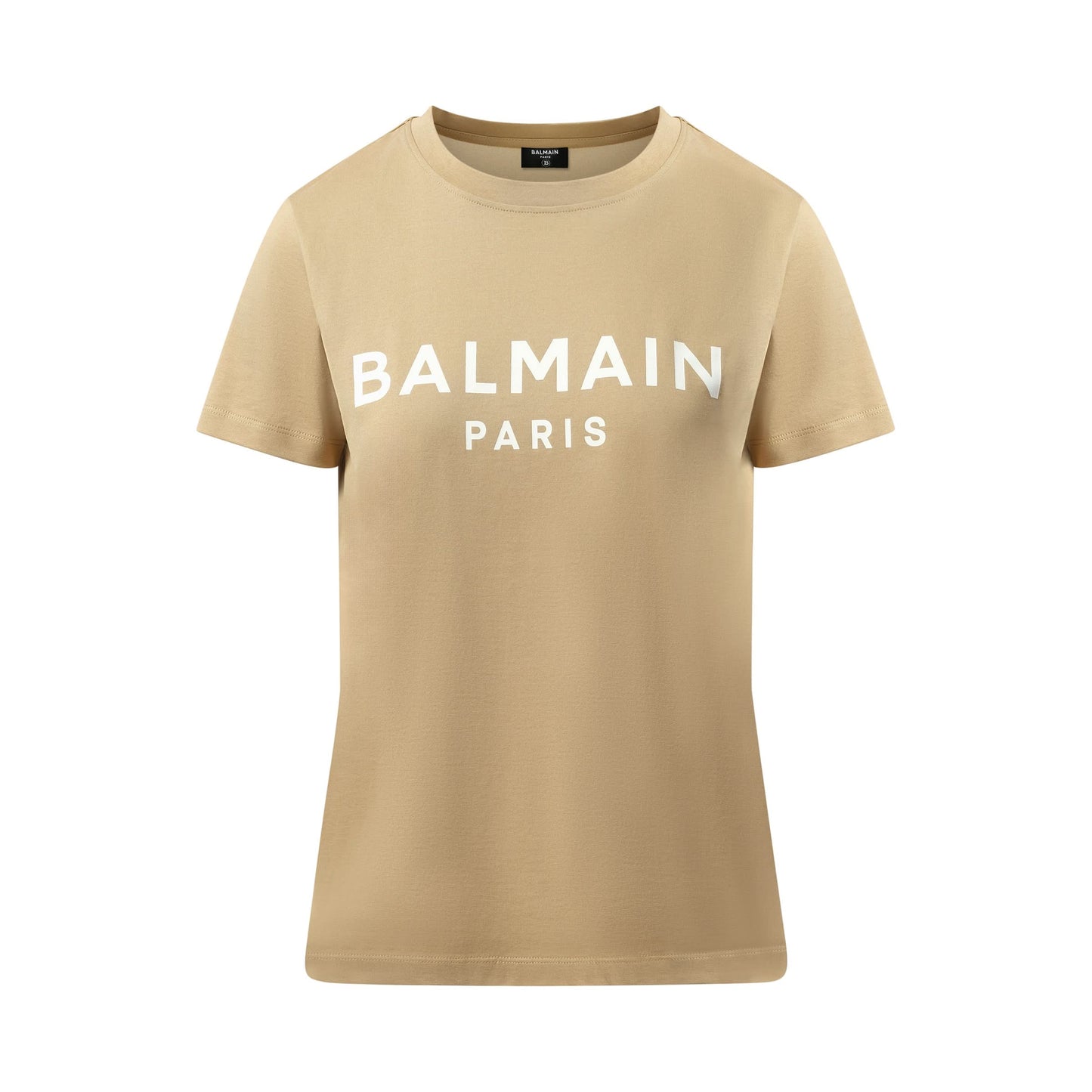 3 Button Printed Balmain T-Shirt in Beige/White