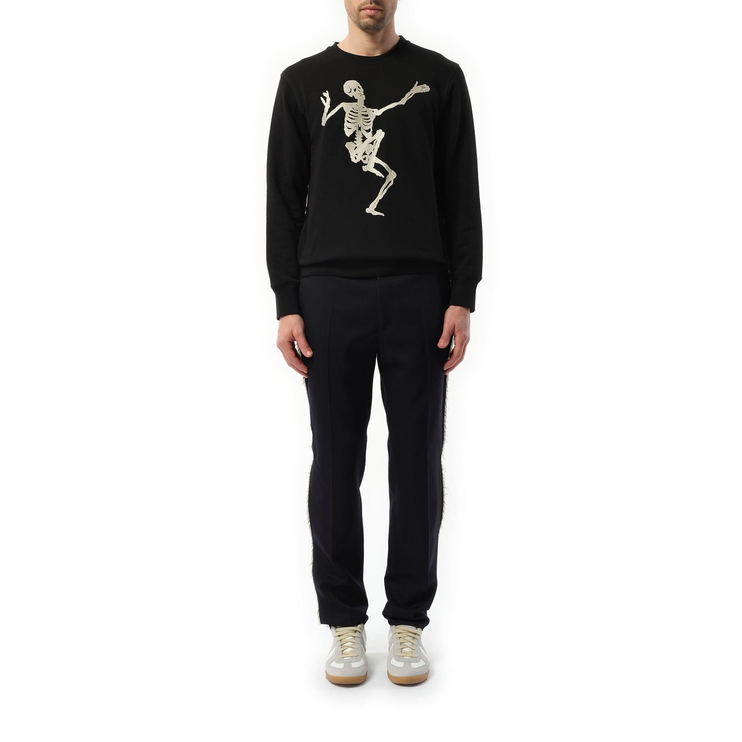 Skeleton Embroidered Sweatshirt in Black