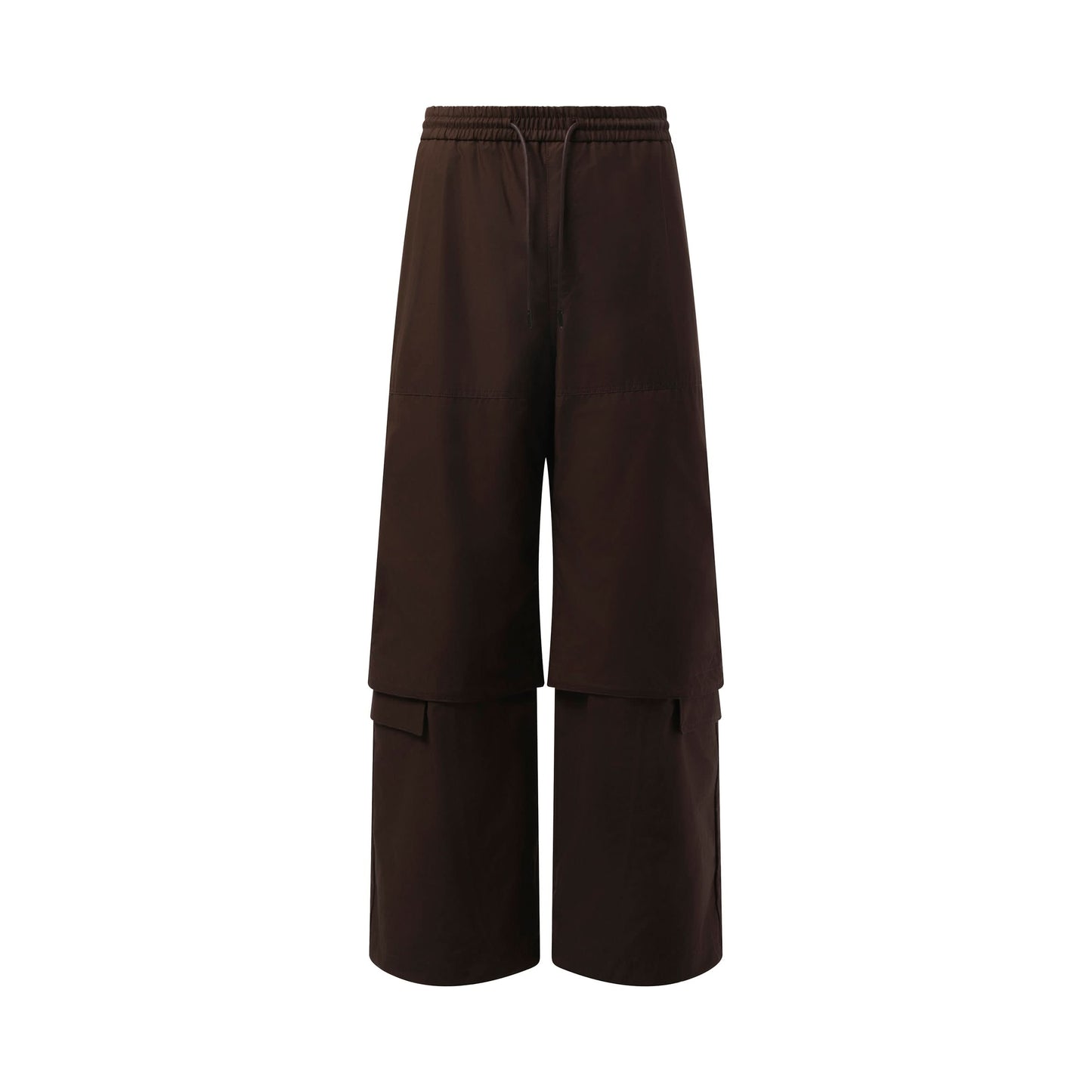 Brushed Cotton Puckered Pants in Brown