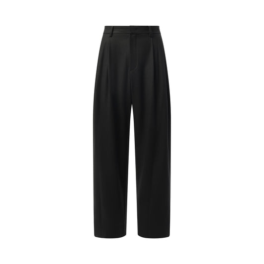 Four-Tuck Wool Pants in Black