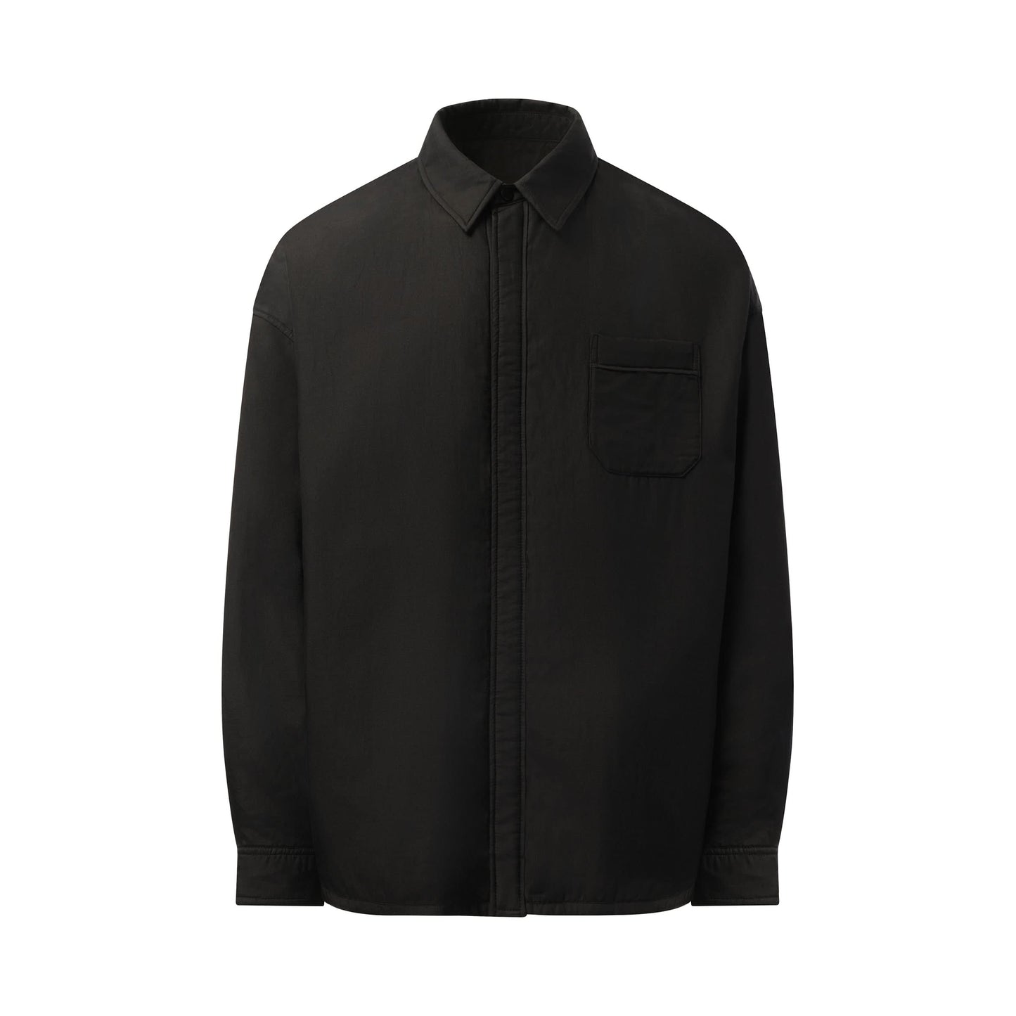 Silk Cotton Padded Shirt in Black