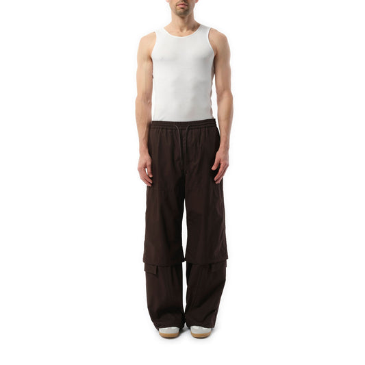 Brushed Cotton Puckered Pants in Brown