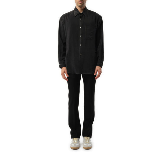 Easy Shirt with Contrast Stitch in Black