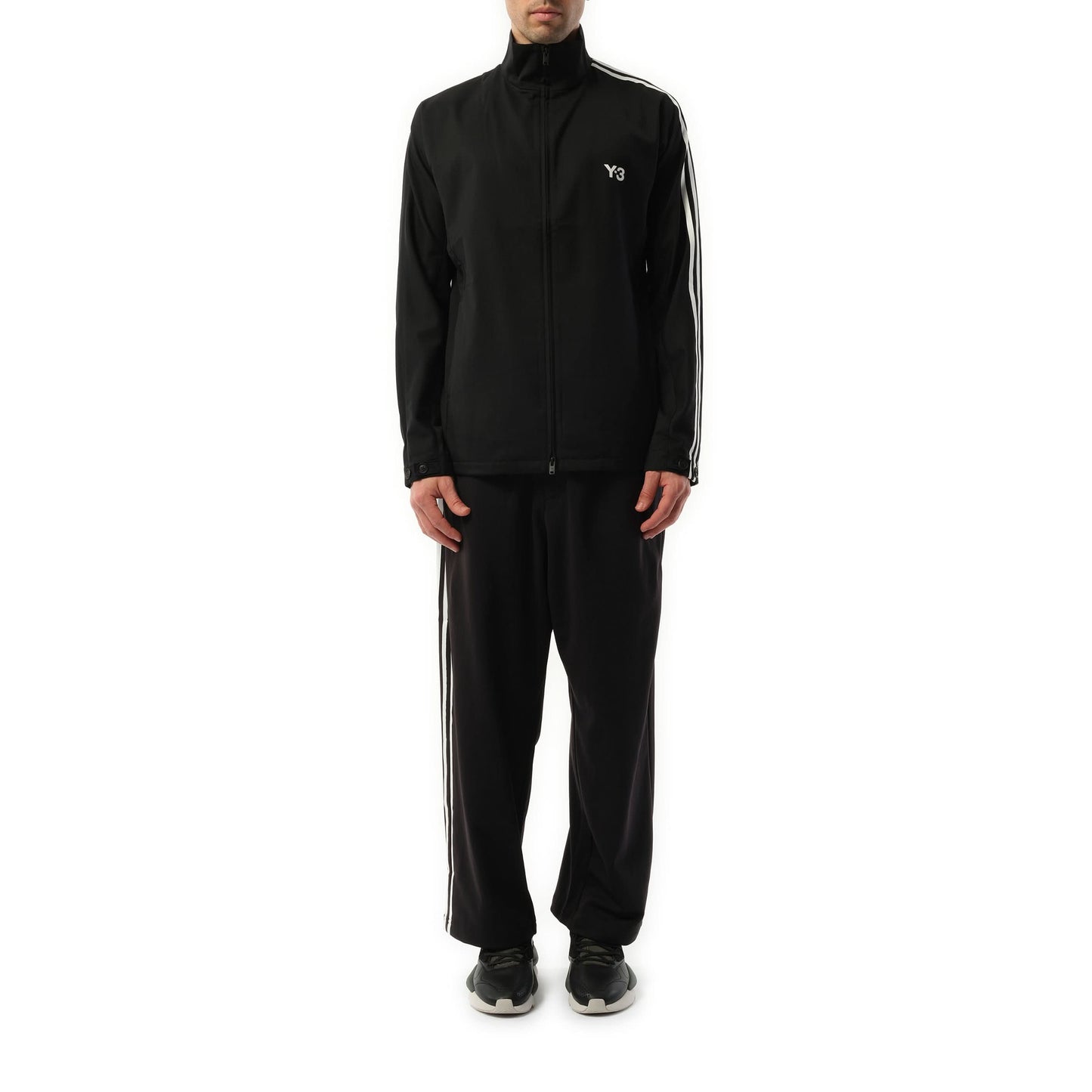 3 Stripe Refined Wool Track Top in Black