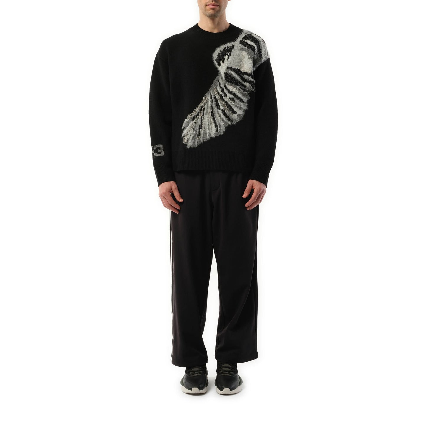 Bird Graphic Knit Sweater in Black