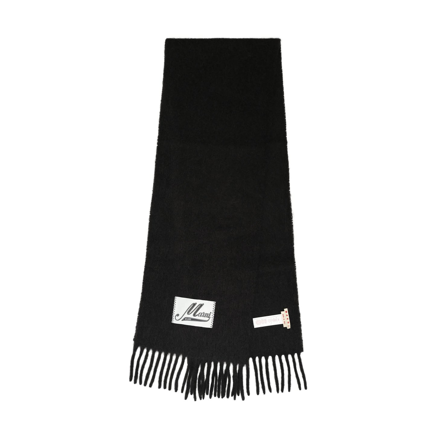 Brushed Alpaca Logo Scarf in Black