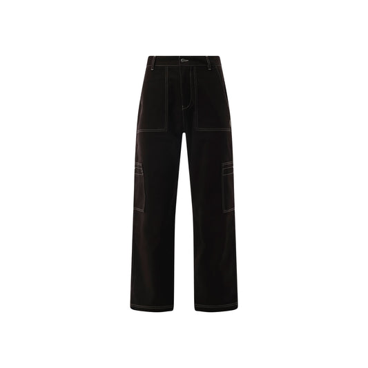 Contrast Stitch Pants in Jet Black