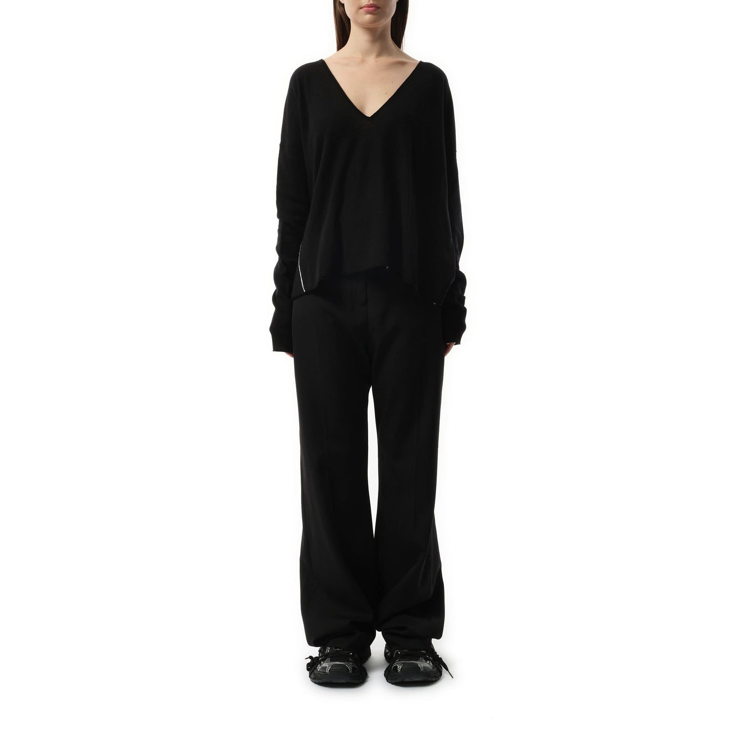 Double-sided V Neckline Sweater in Black