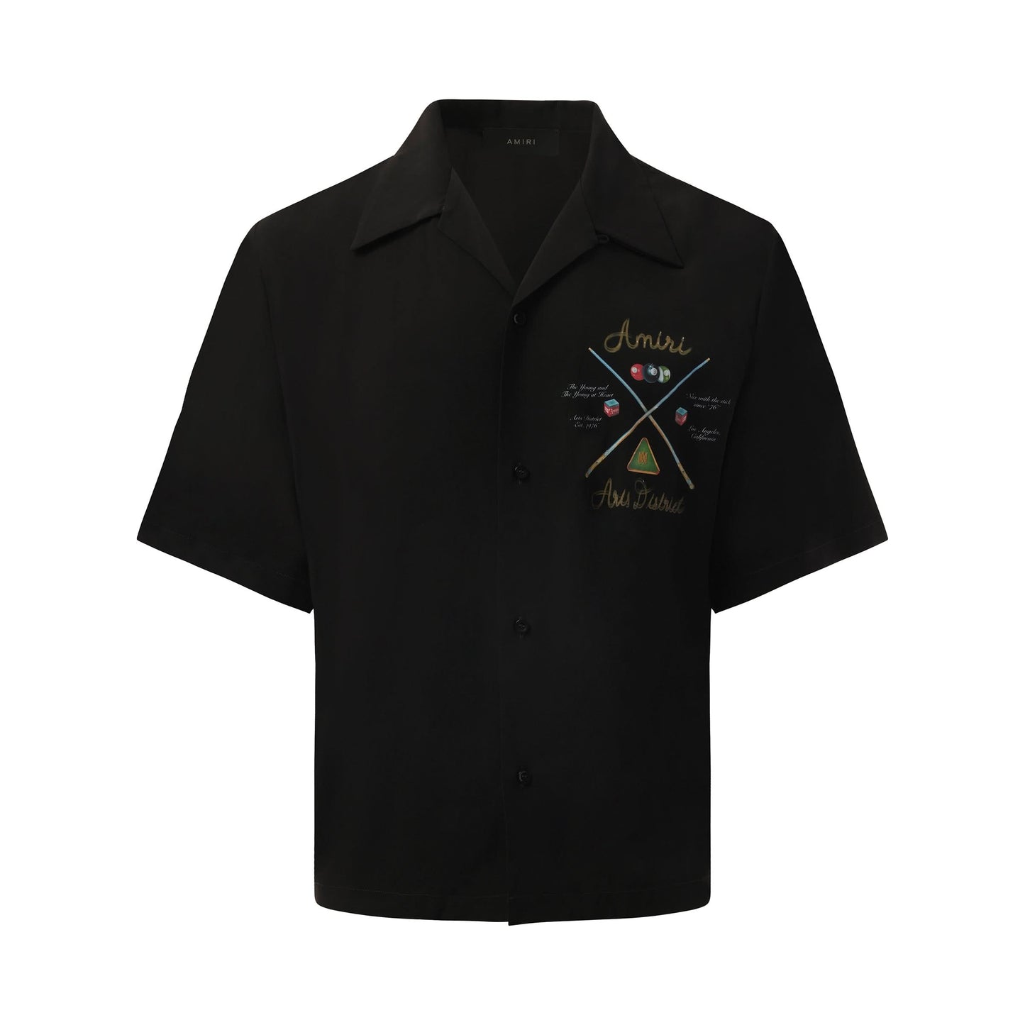 Amiri Pool Cue Bowling Shirt in Black