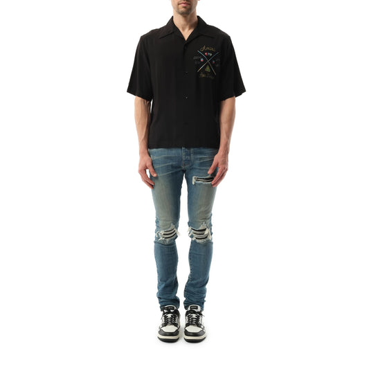 Amiri Pool Cue Bowling Shirt in Black