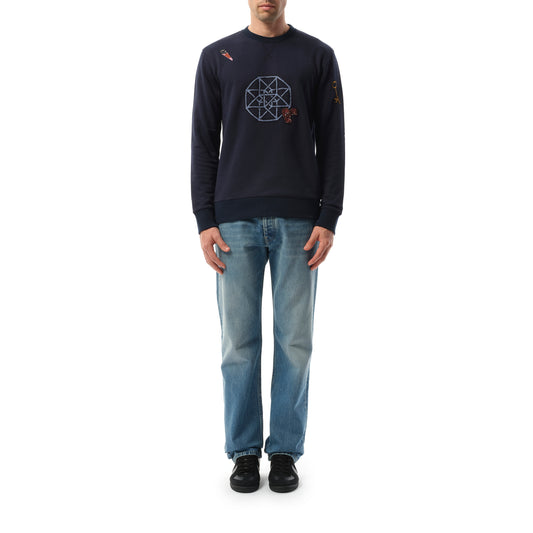 Emb Fleece Sweatshirt in Blue