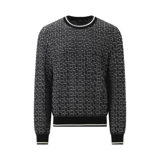 3D Monogram Vanise Knit Sweater in White/Black