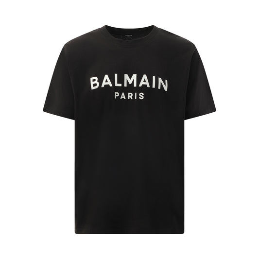 Balmain Print Reg Fit T-Shirt in Black/White