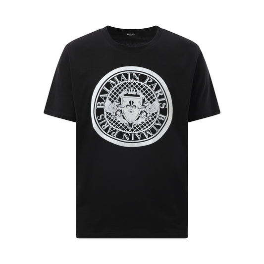 Coin Flock Reg Fit T-Shirt in Black/White