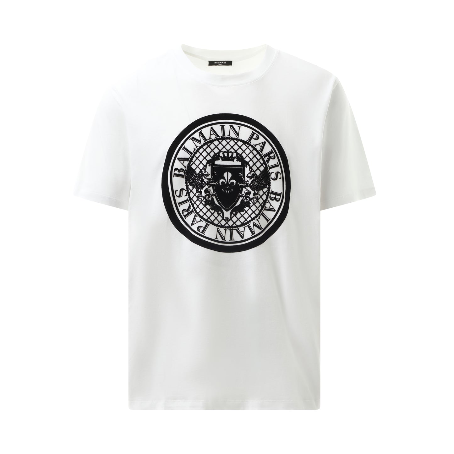 Coin Flock Reg Fit T-Shirt in White/Black