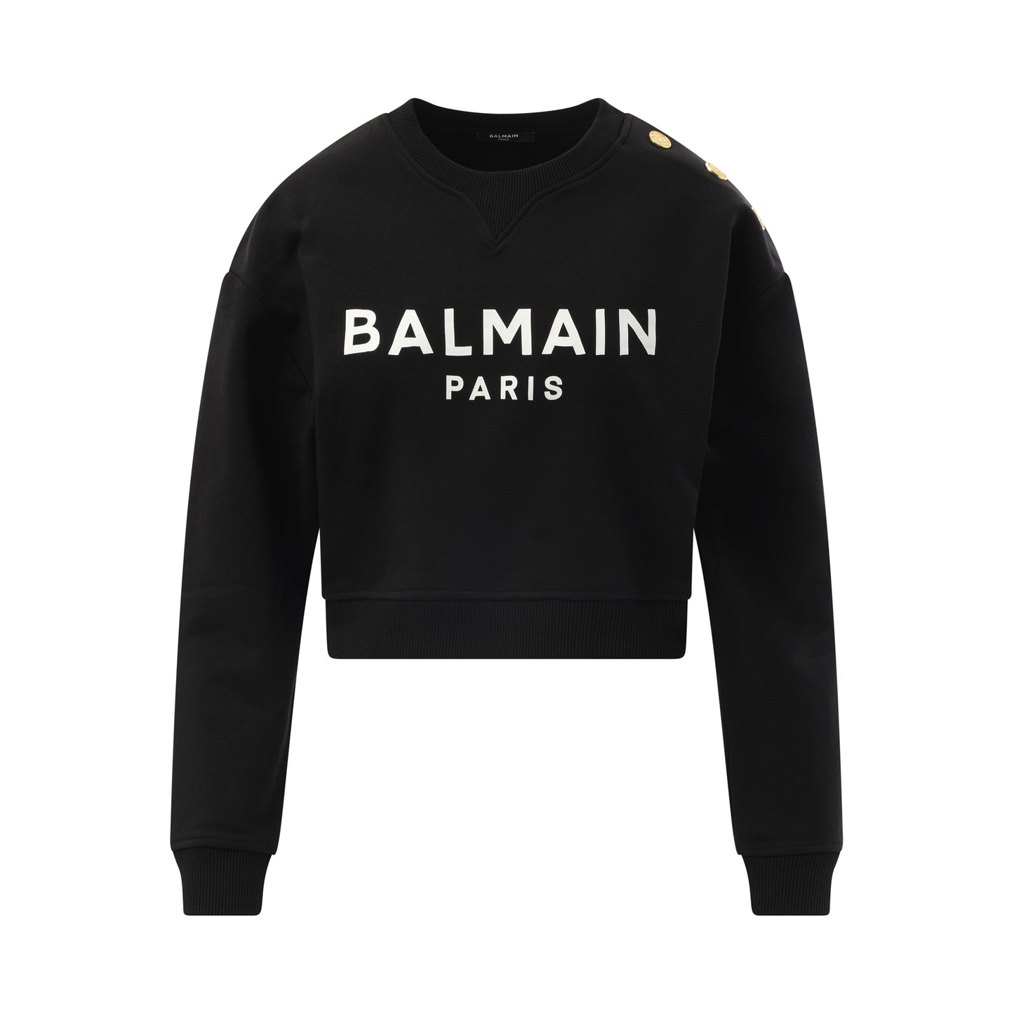 3 Button Balmain Printed Sweatshirt in Black/White