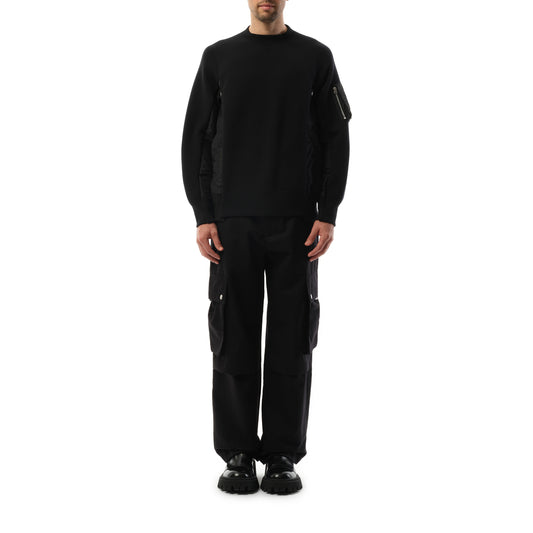 Sponge Sweat Nylon Twill Sweatshirt in Black