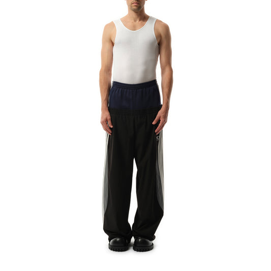 Double Waist Tracksuit Pants in Black/Blue