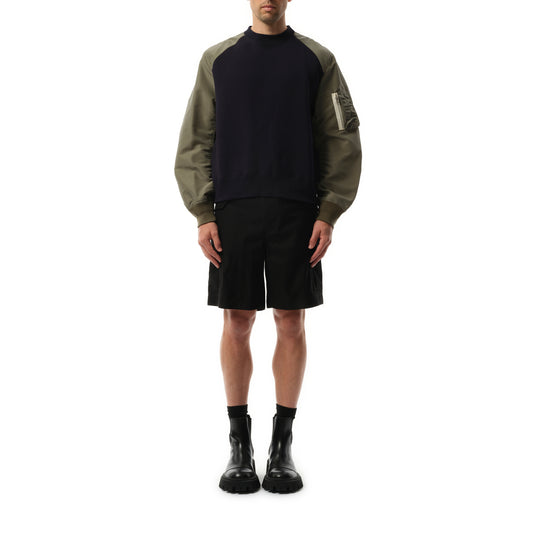 Sponge Sweat Nylon Sweatshirt in Navy/Khaki