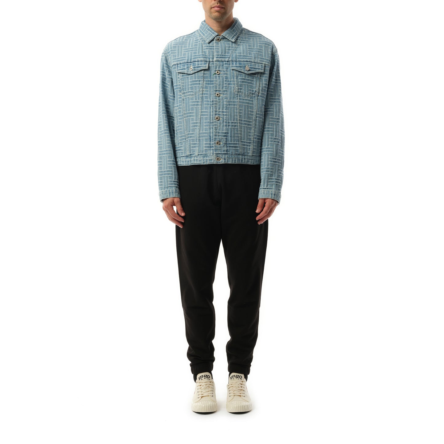 Kenzo Weave Trucker Jacket in Blue Denim