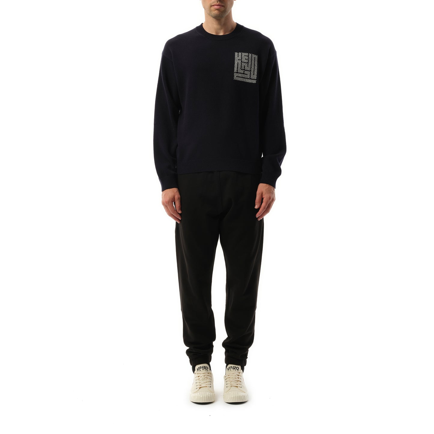 Kenzo Kamon Knit Sweater in Blue/Black