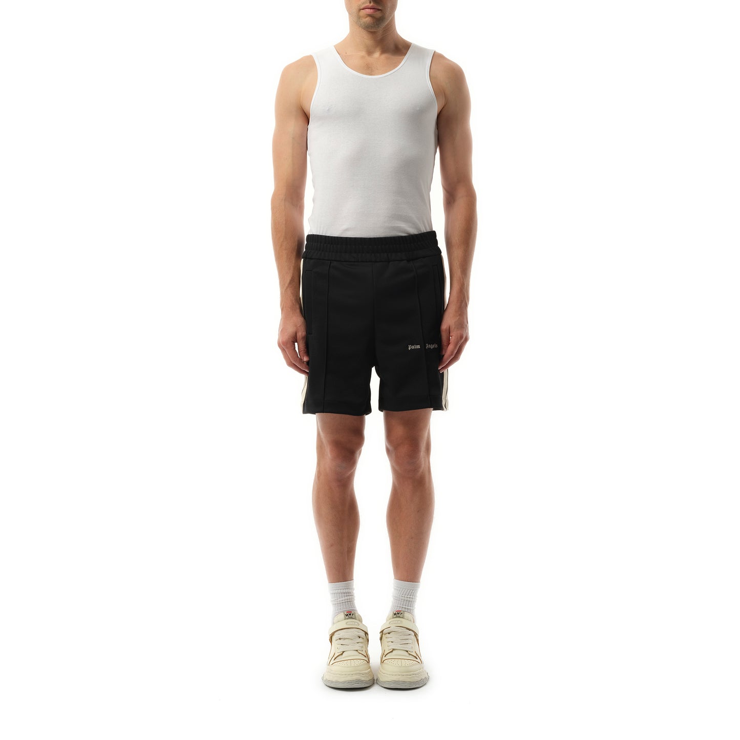 Logo Track Shorts in Black/Off White