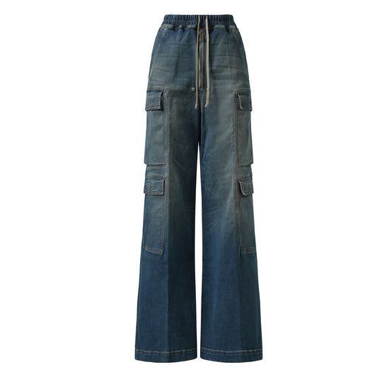 Denim Double Cargo Jumbo Belas in Washed Indigo