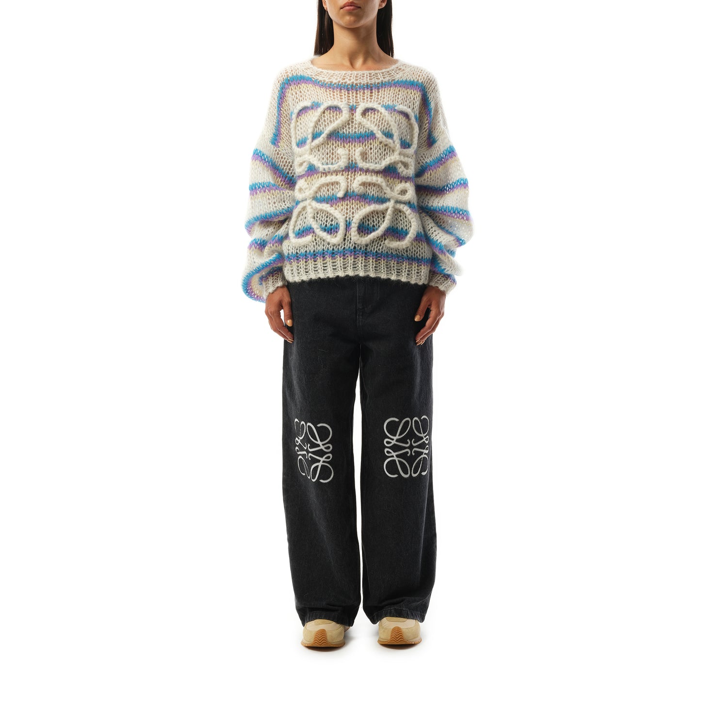 Relaxed Fit Anagram Sweater in White/Multicolour