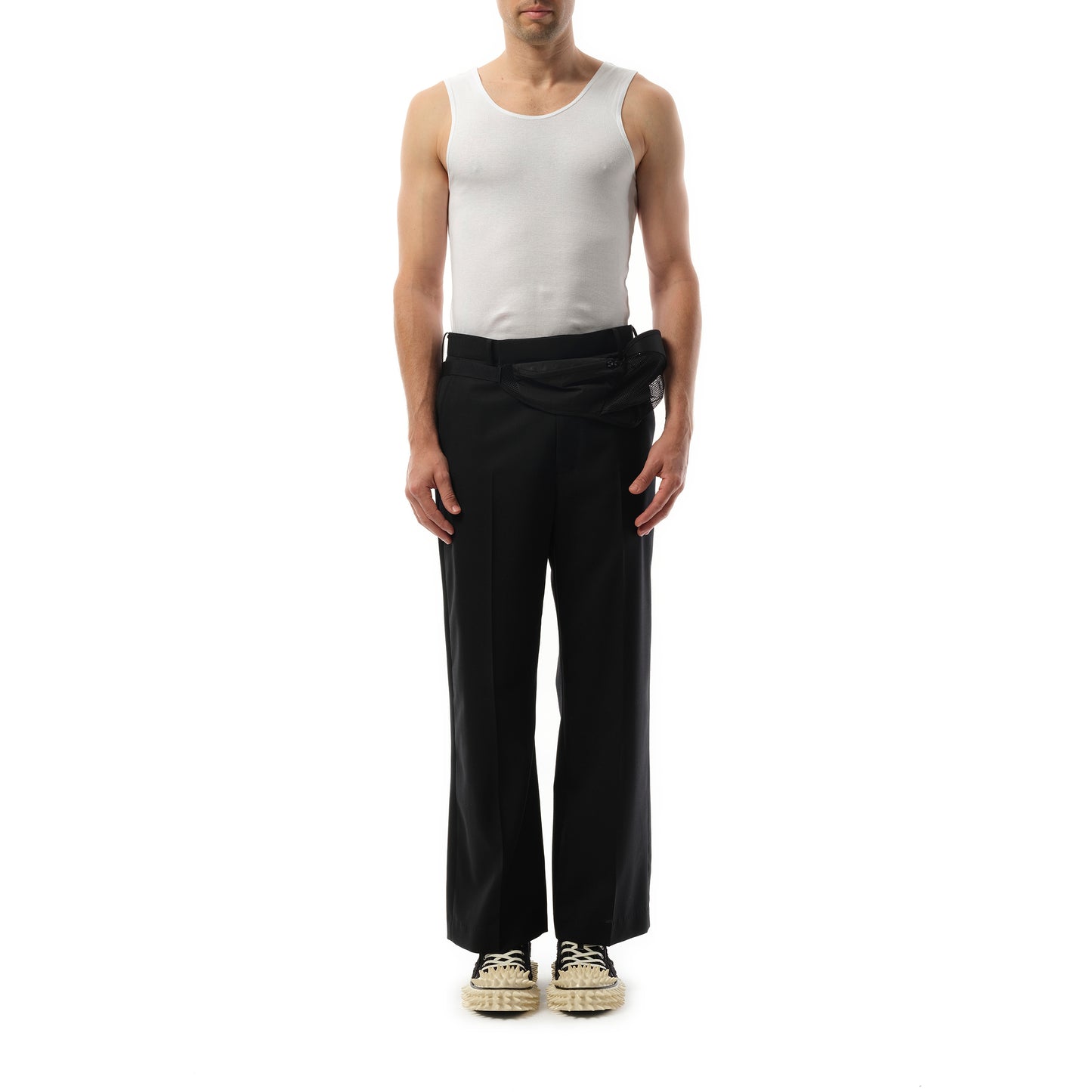 Tailored Trousers with Waist Pouch in Black