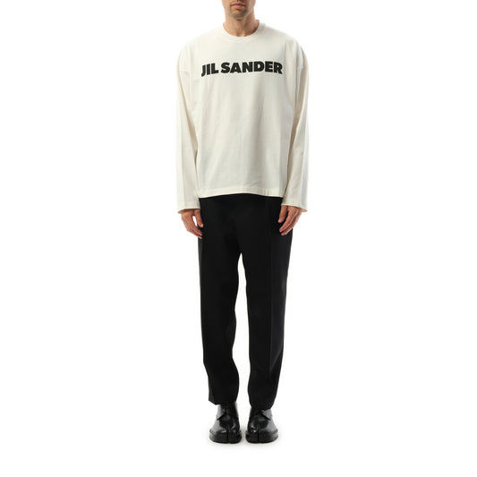 Jil Sander Logo Long Sleeve T-Shirt in Porcelain