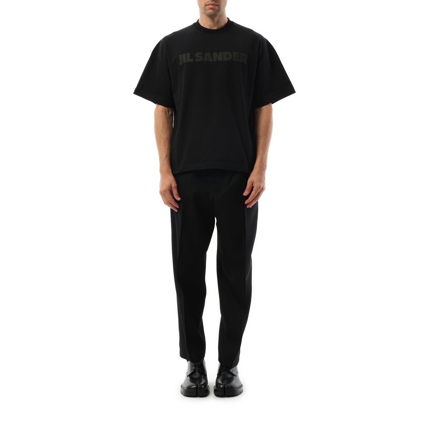 Tonal Jil Sander Logo T-Shirt in Black