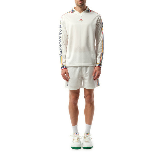 Long Sleeve Football Shirt in Off White