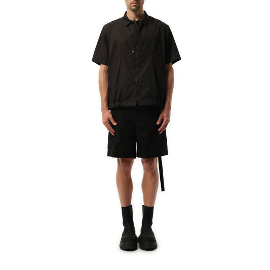 Cotton Poplin Short-sleeve Shirt in Black