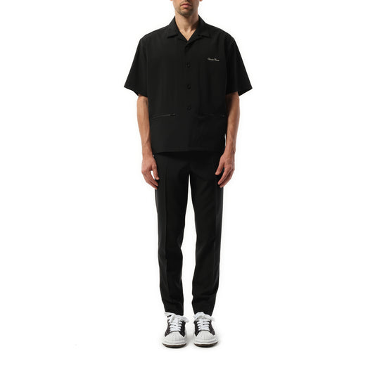 Logo Embroidery Short Sleeve Shirt in Black