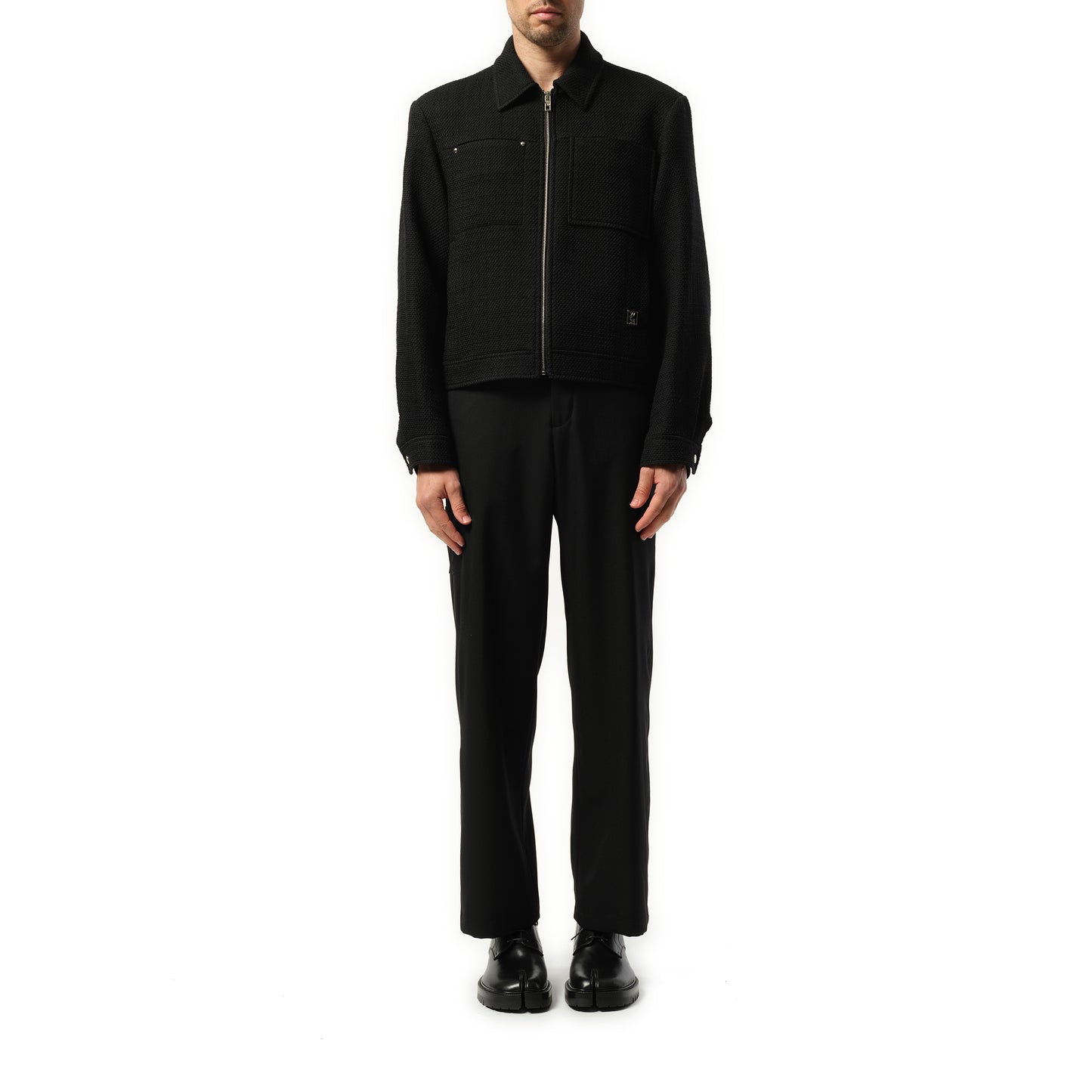 Wool Zip Blouson in Black