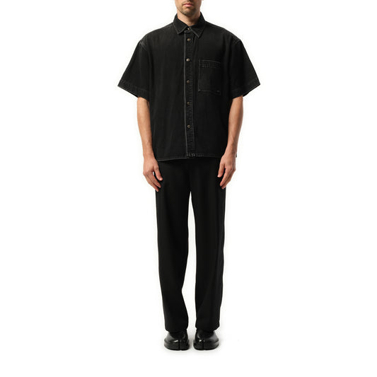 Denim Short Sleeve Shirt in Black