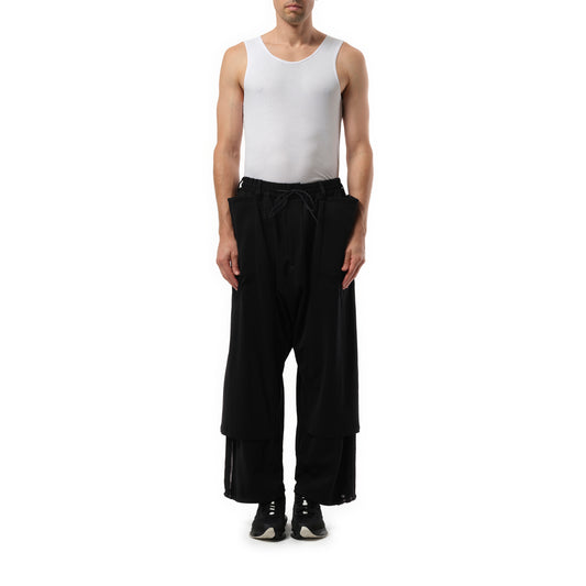 Open Hem Track Pants in Black