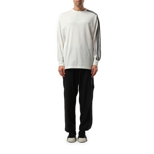 3 Stripe Long Sleeve T-Shirt in White