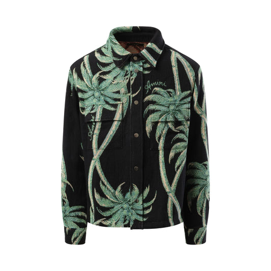 Palm Tapestry Overshirt in Black