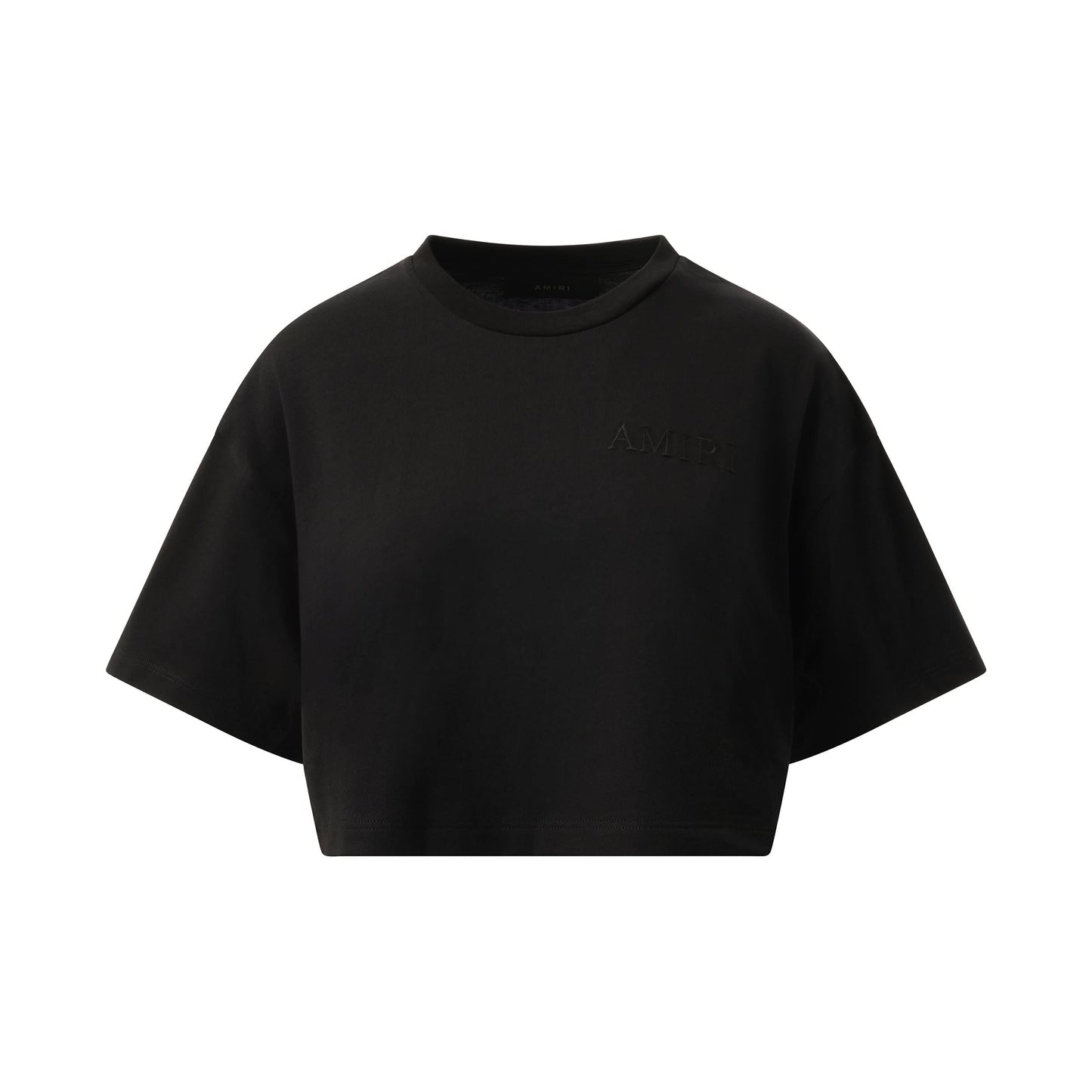 Amiri Embroidered Cropped T-Shirt in Black