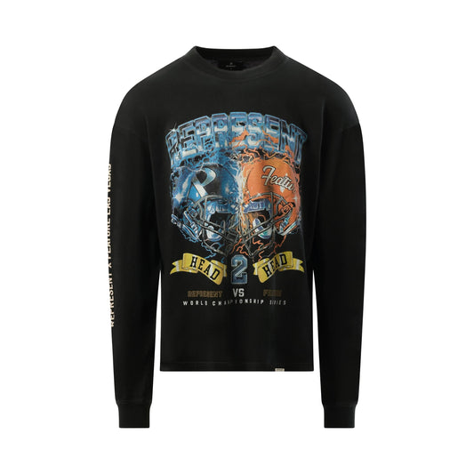 Represent x Feature Head 2 Head Long Sleeve T-Shirt in Stained Black