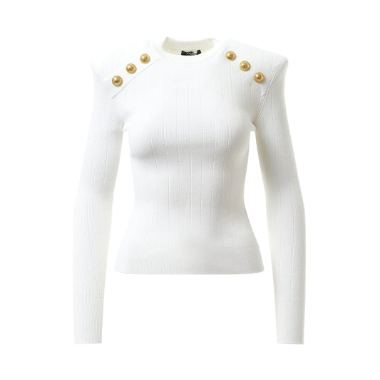 6 BTN Knit Pullover in White