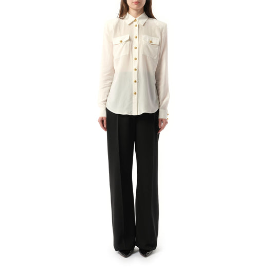 2 PKTS Crepe De Chine Shirt in White