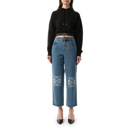 Anagram Cropped Jeans in Mid Blue