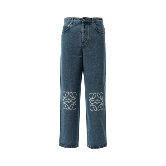 Anagram Cropped Jeans in Mid Blue