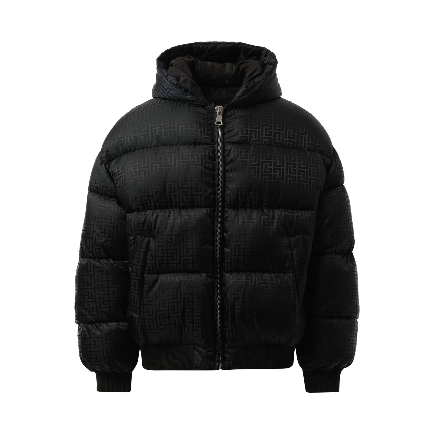 Monogram Jacquard Puffer Jacket in Black