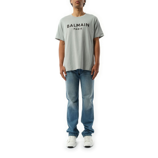 Balmain Flock 
Foil T-Shirt in Grey/Black