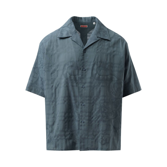 Bamboo Tiger Hawaiian Short Sleeve Shirt in Blue