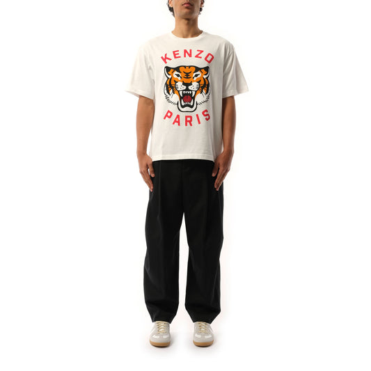 Lucky Tiger Oversize T-Shirt in Off White